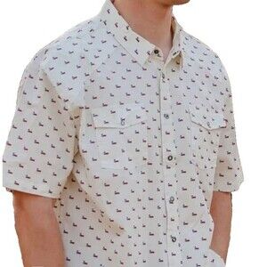 Tumbleweeds Texstyles Cotton Short Sleeve Pearl Snap Texas Flag Shirt Size Large